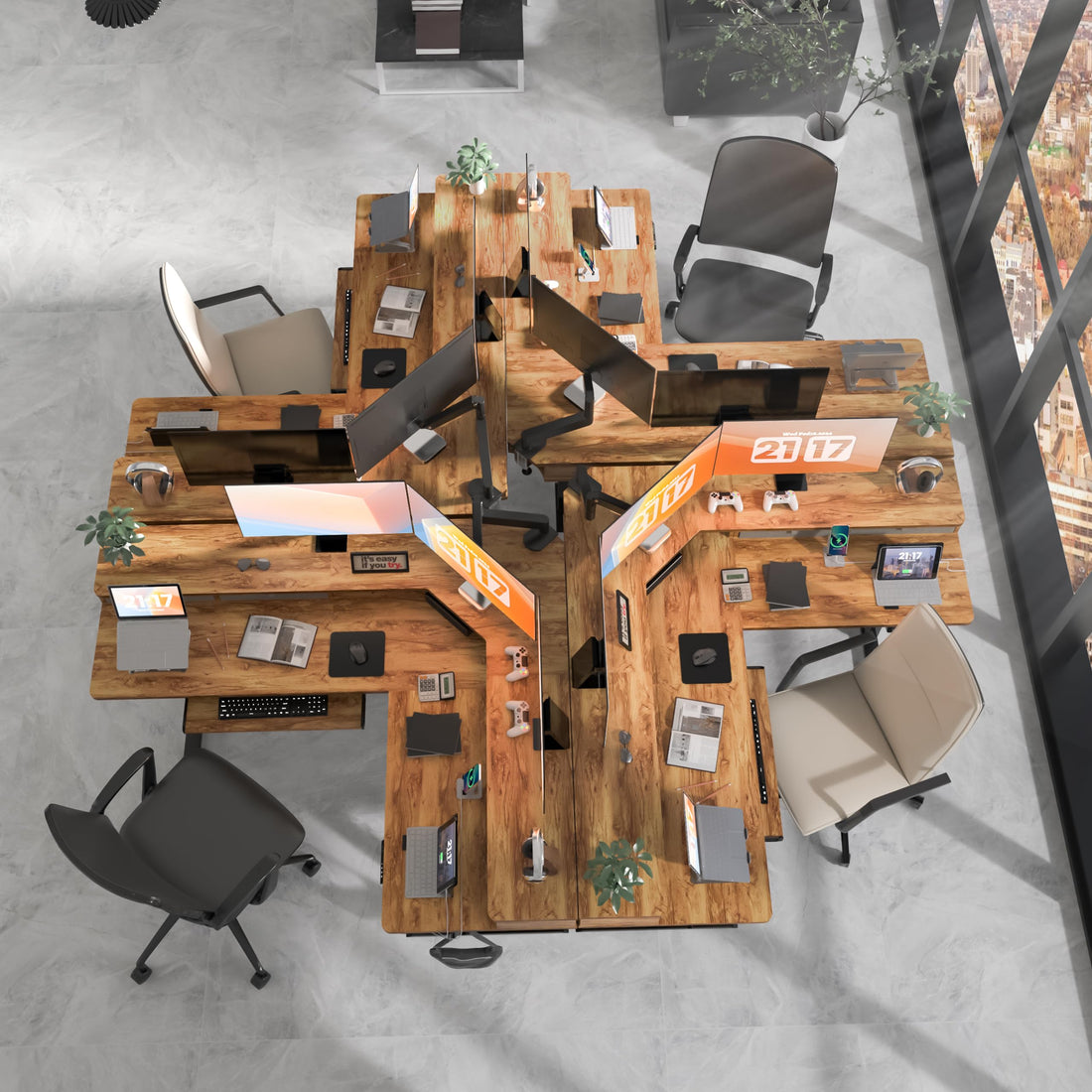 63"x55" L-Shaped Electric Height Adjustable Desk