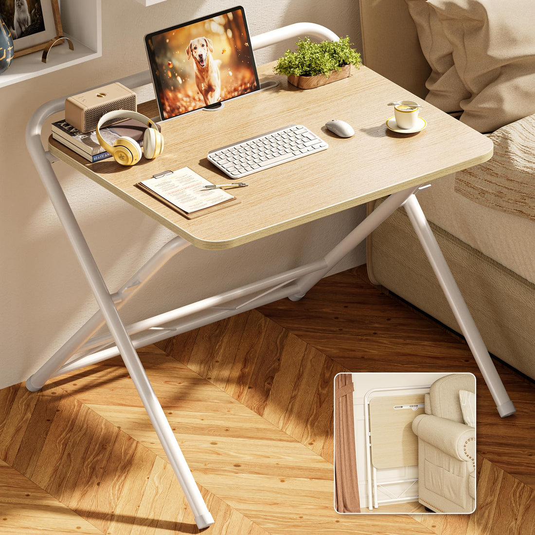 Huuger 24" Folding Desk, Rustic Brown