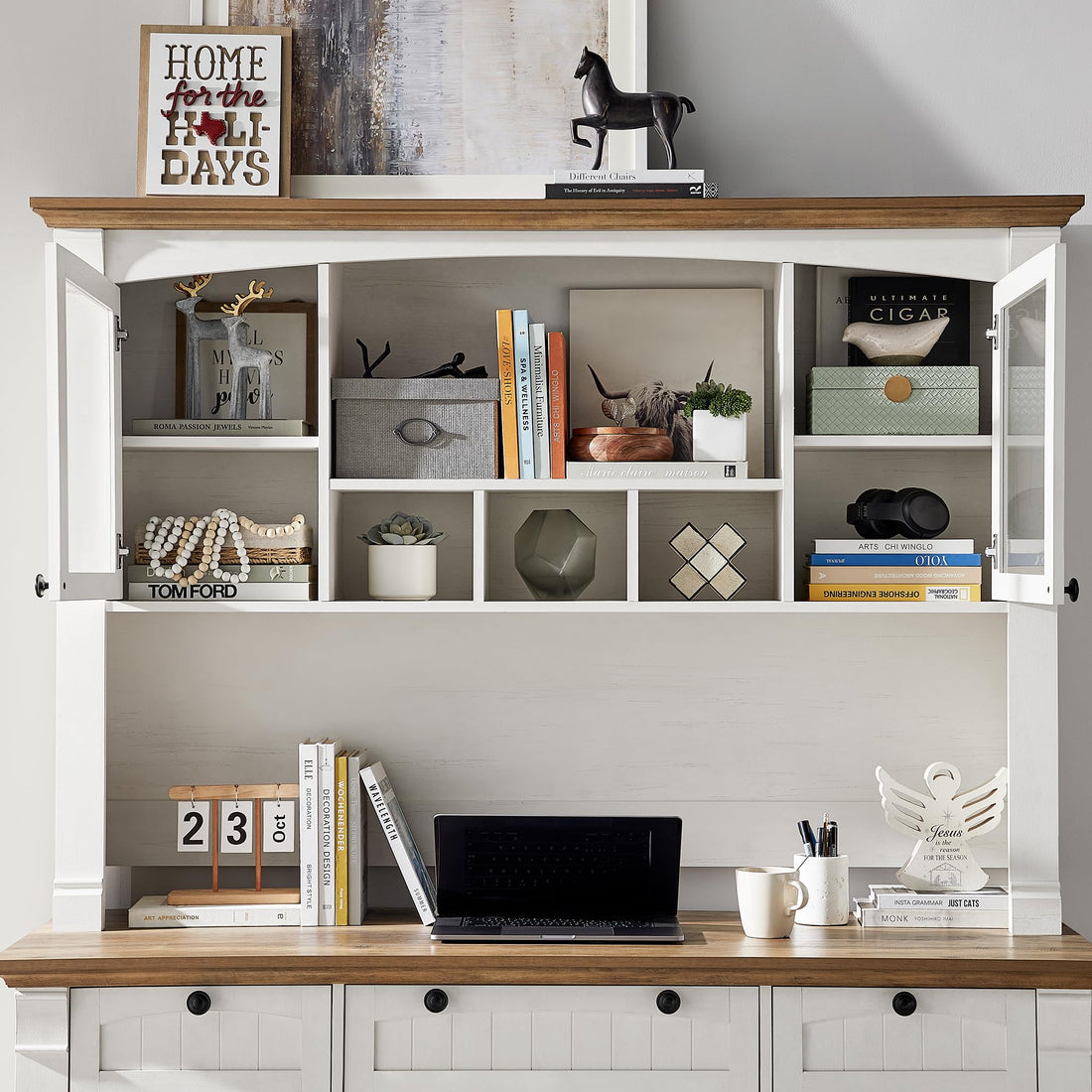 OKD 60" L-Shaped Executive Desk with Hutch & Storage