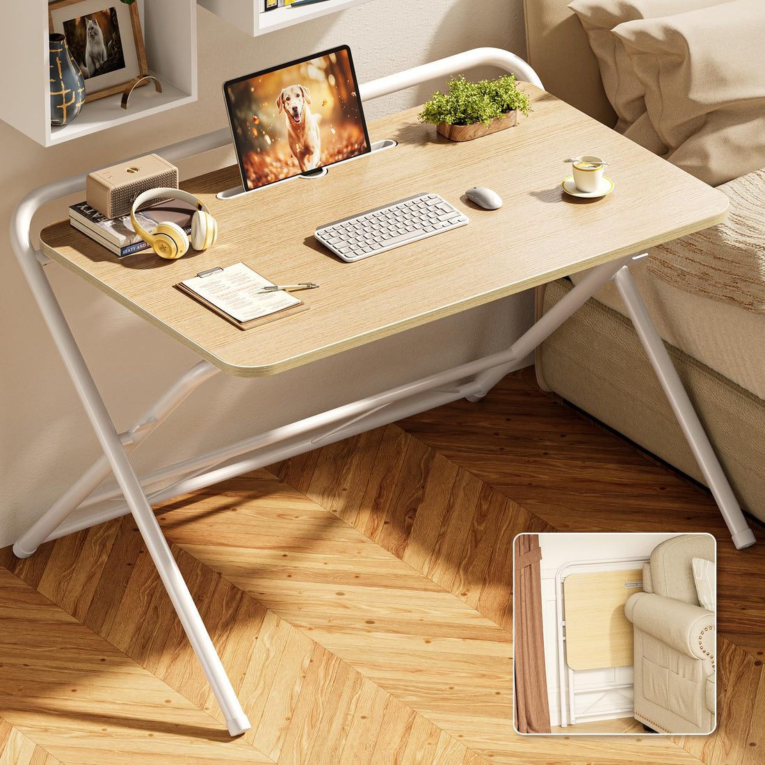 Huuger 24" Folding Desk, Rustic Brown