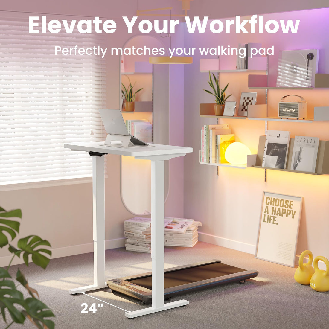 HUANUO 32" Electric Standing Desk, Light Walnut