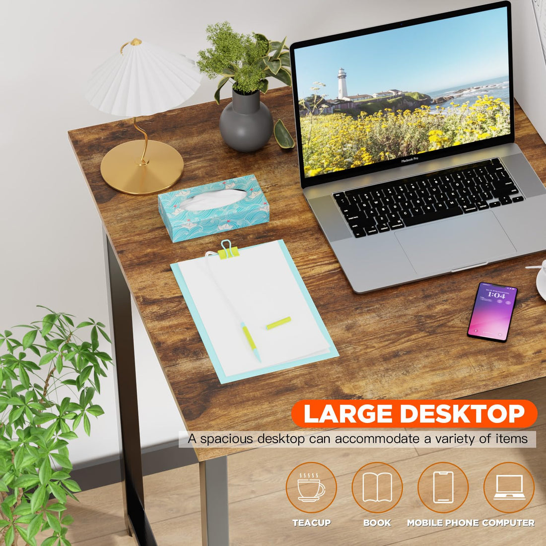 PayLessHere 32" Black Computer Desk with Metal Frame