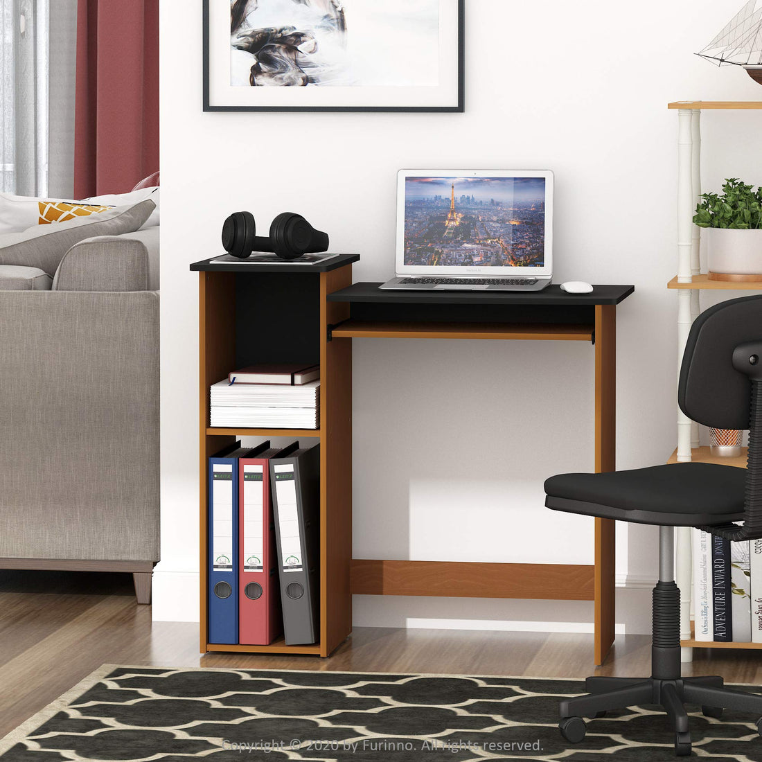 Furinno Econ Computer Desk – Light Cherry/Black