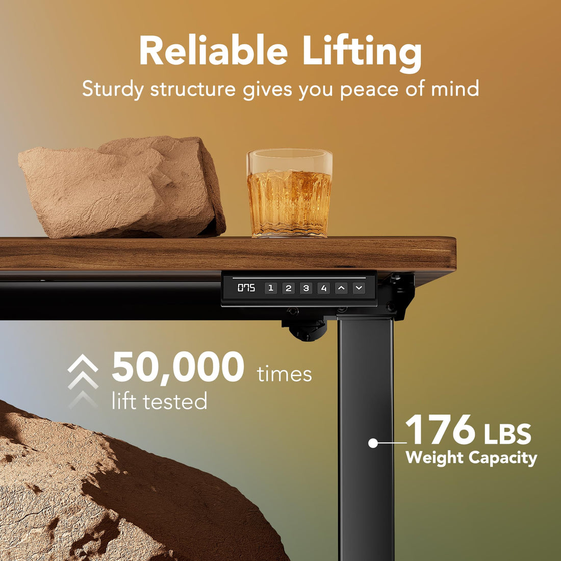HUANUO 32" Electric Standing Desk, Light Walnut