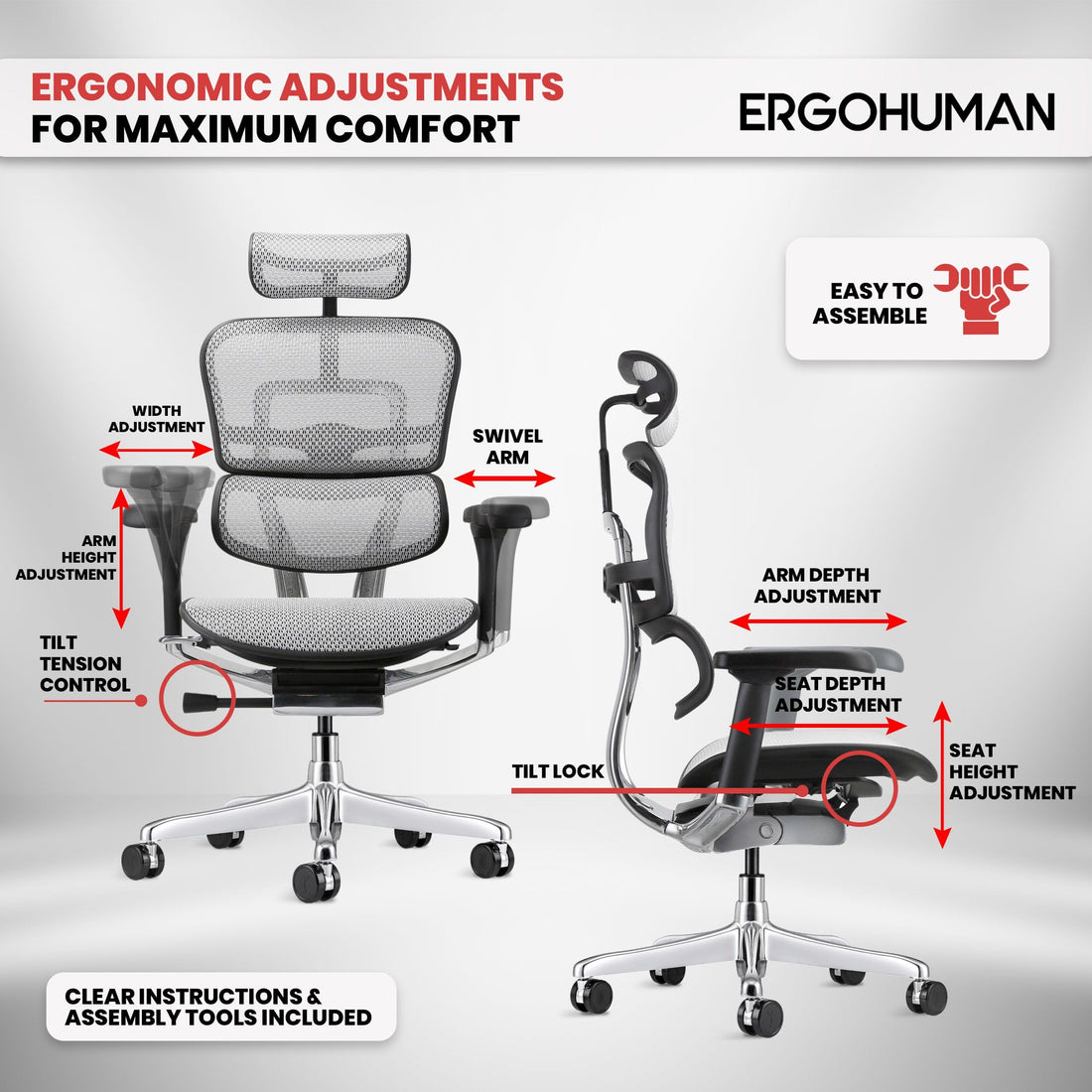 Ergohuman Eurotech Mesh Chair, Black