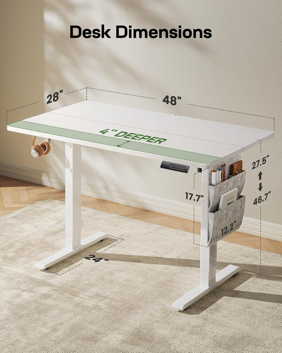 HUANUO 32" Electric Standing Desk, Light Walnut