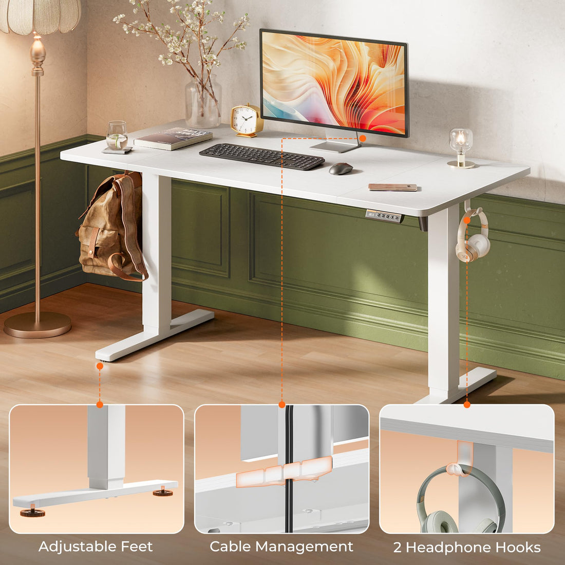 Huuger 55"x28" Large Electric Standing Desk, Black