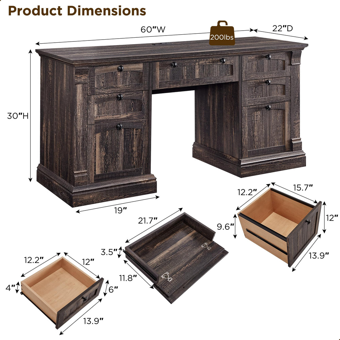 OKD 60" L-Shaped Executive Desk with Hutch & Storage