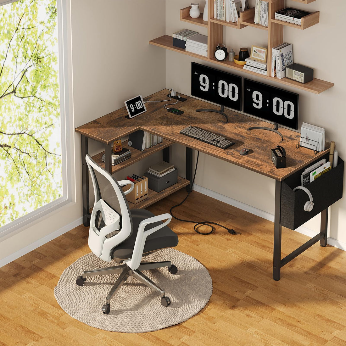 Lufeiya 40" White L-Shaped Desk