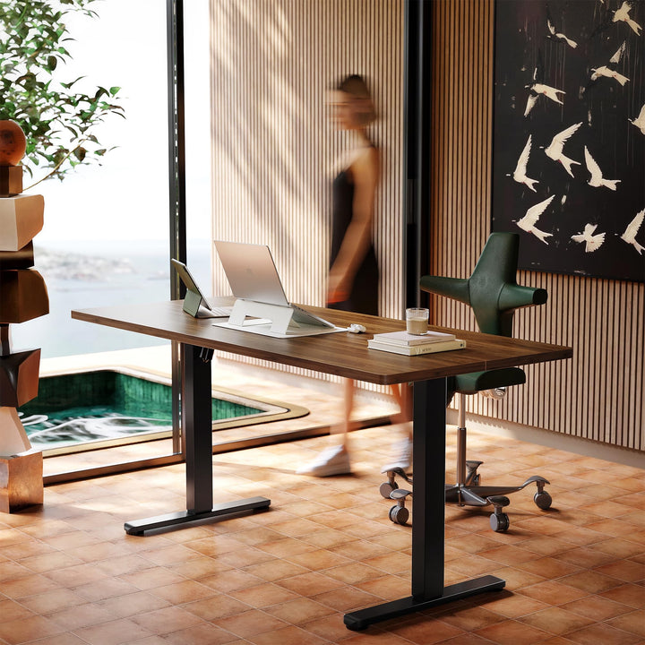 HUANUO 32" Electric Standing Desk, Light Walnut