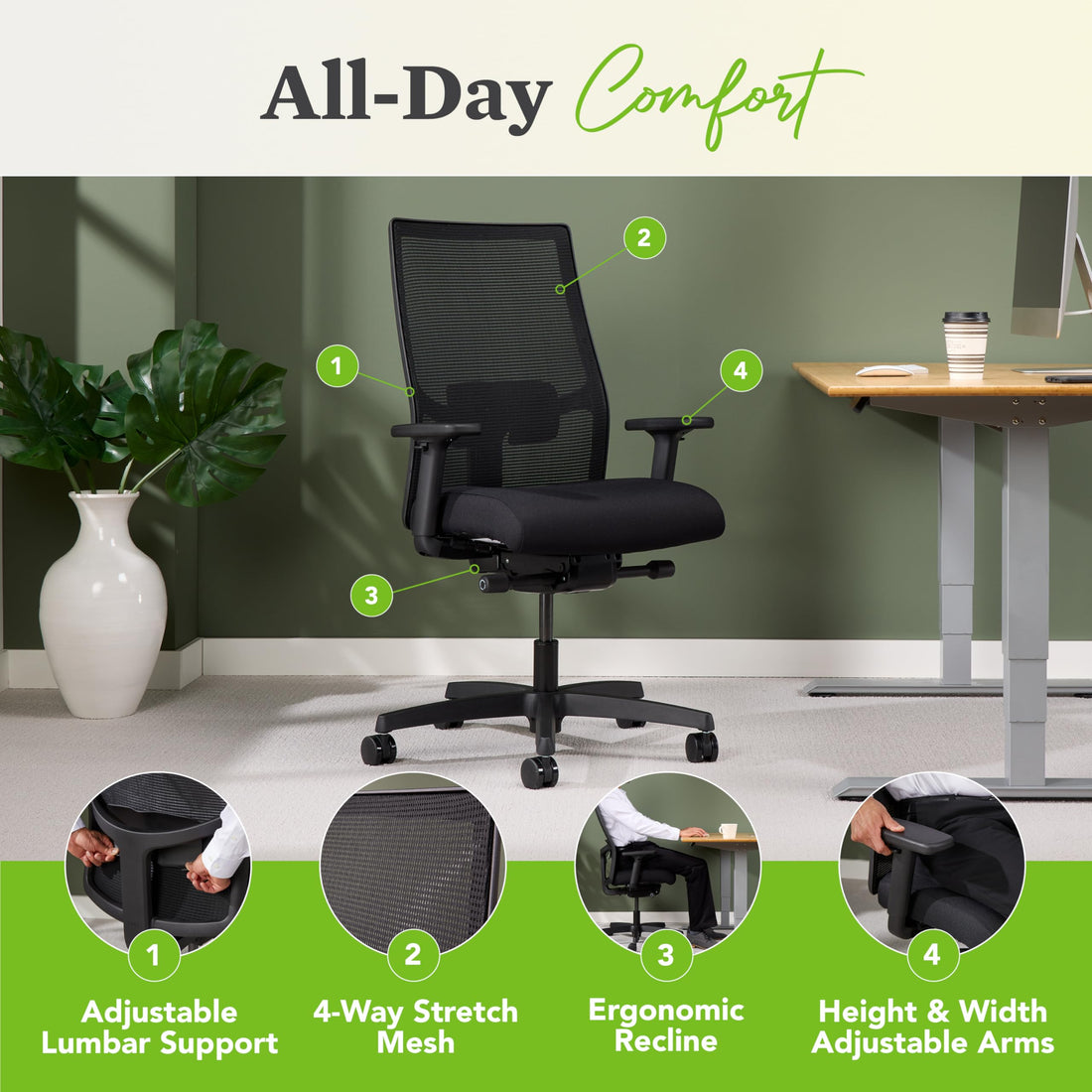 HON Ignition 2.0 Office Chair, Black