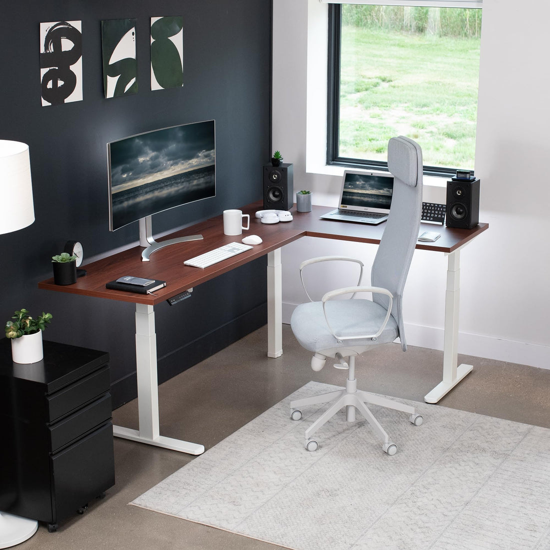 VIVO 83"x60" L-Shaped Electric Height Adjustable Desk