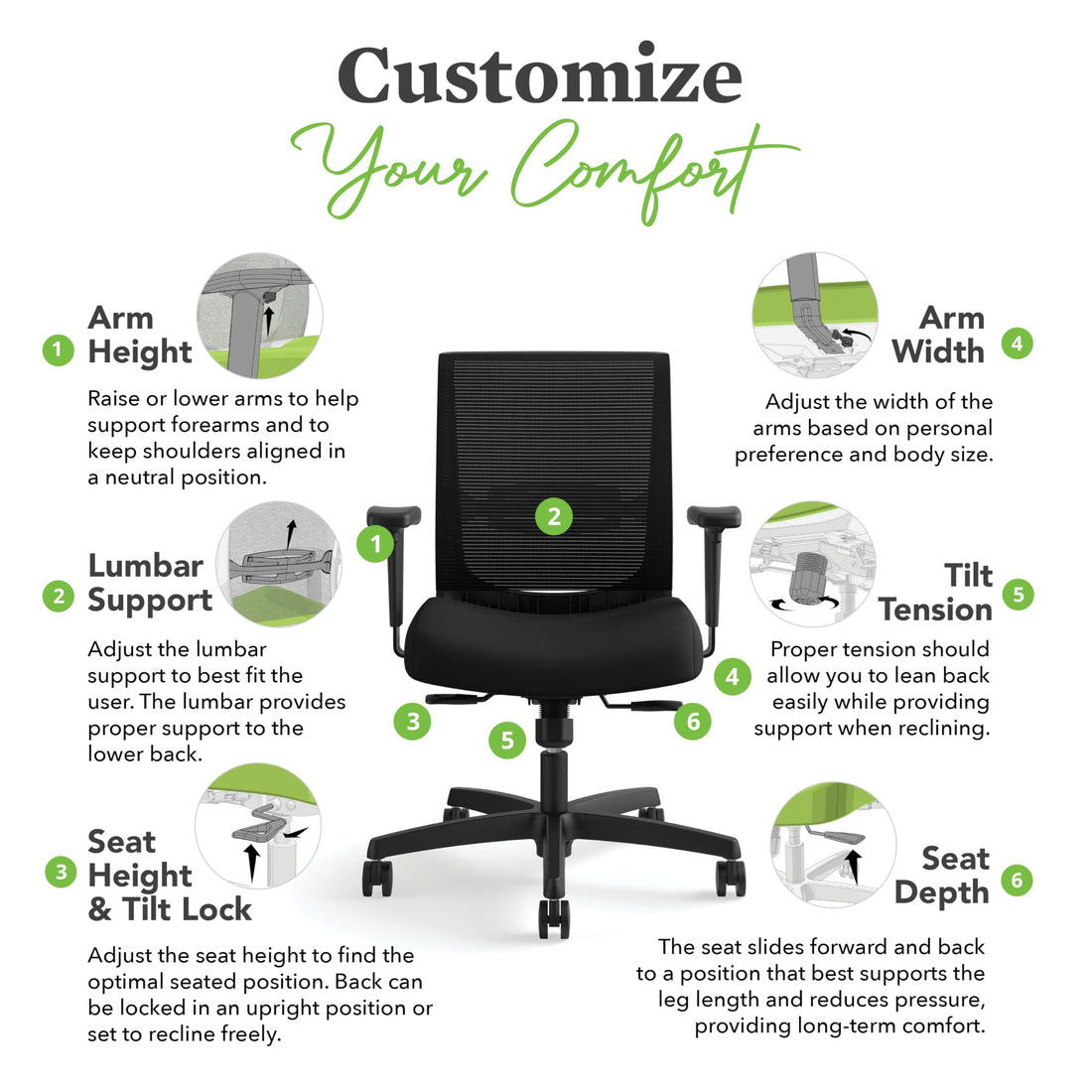 HON Convergence Ergonomic Office Chair, Black