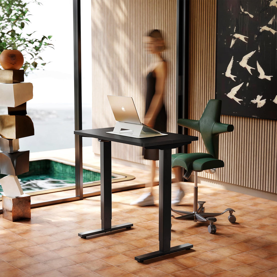 HUANUO 32" Electric Standing Desk, Light Walnut