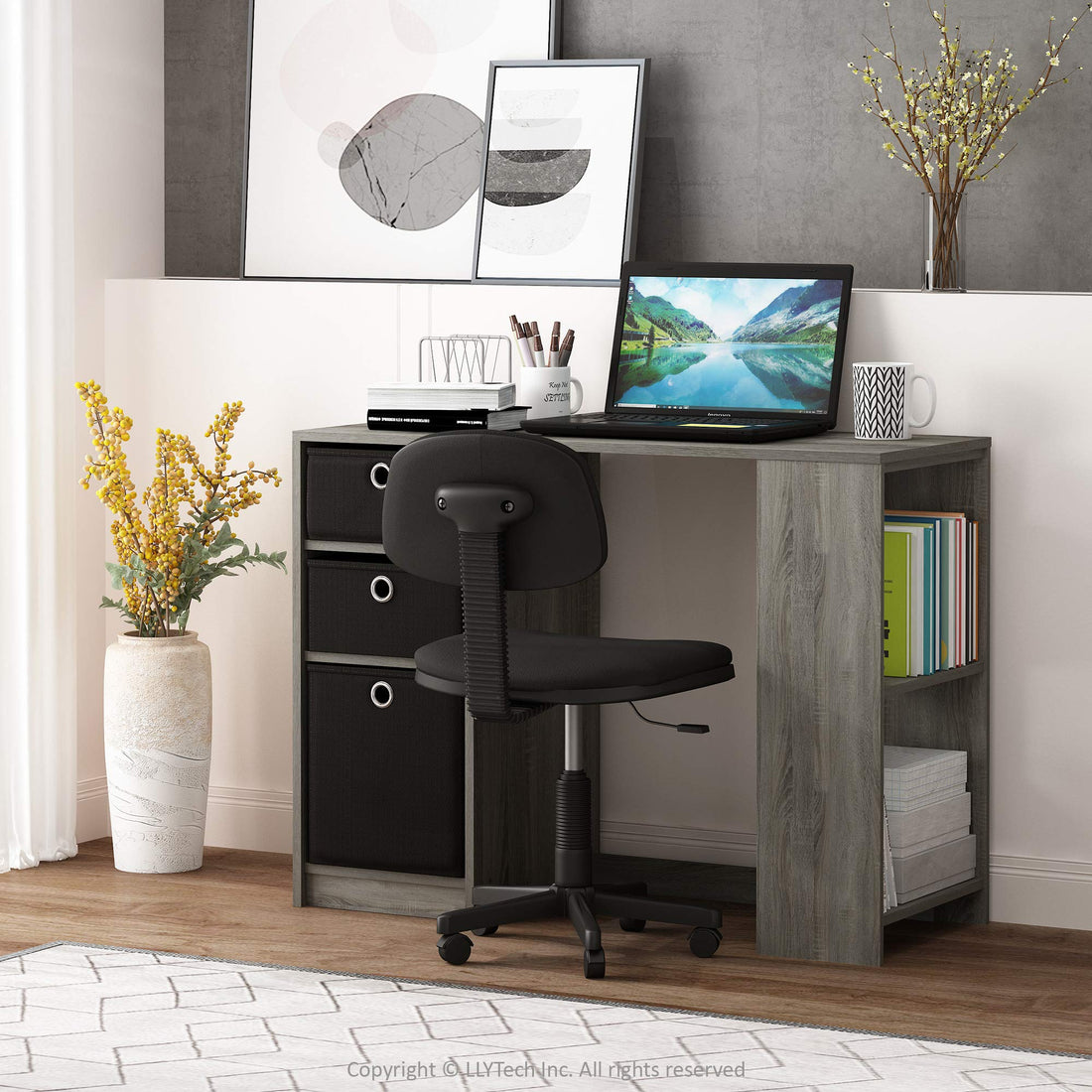 Furinno Econ Computer Desk – Light Cherry/Black
