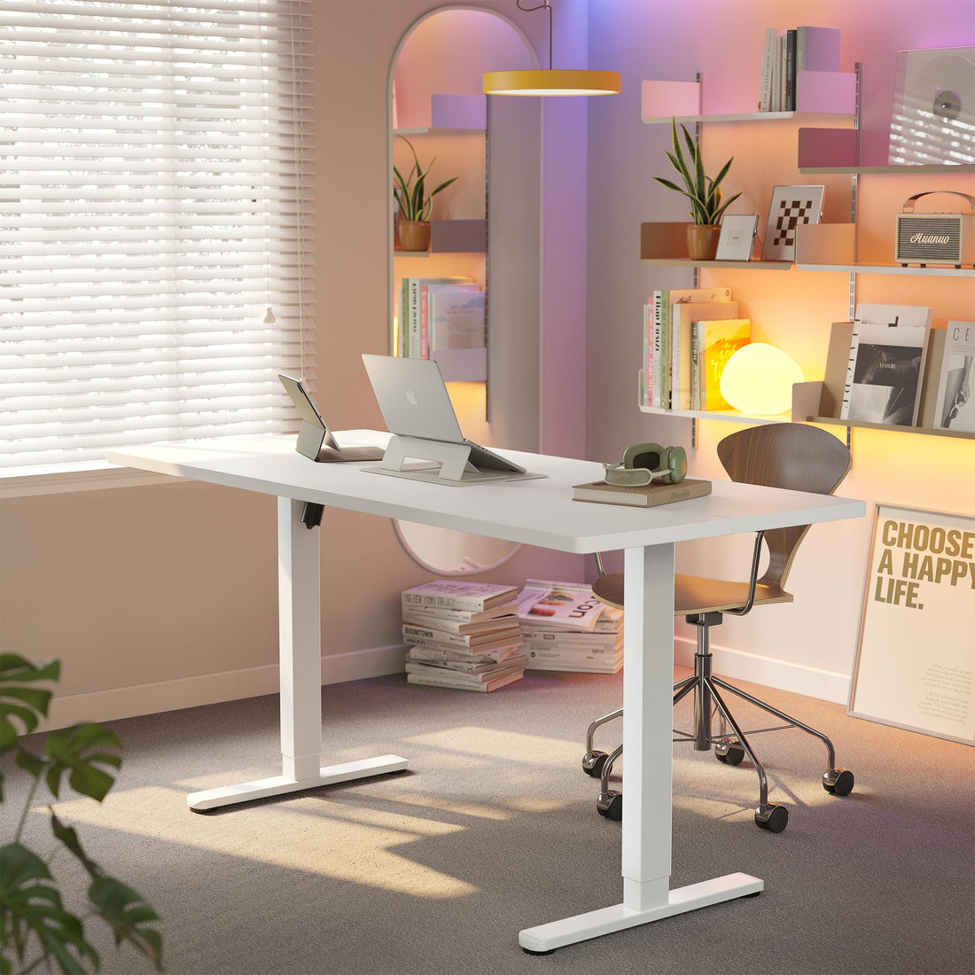 HUANUO 32" Electric Standing Desk, Light Walnut