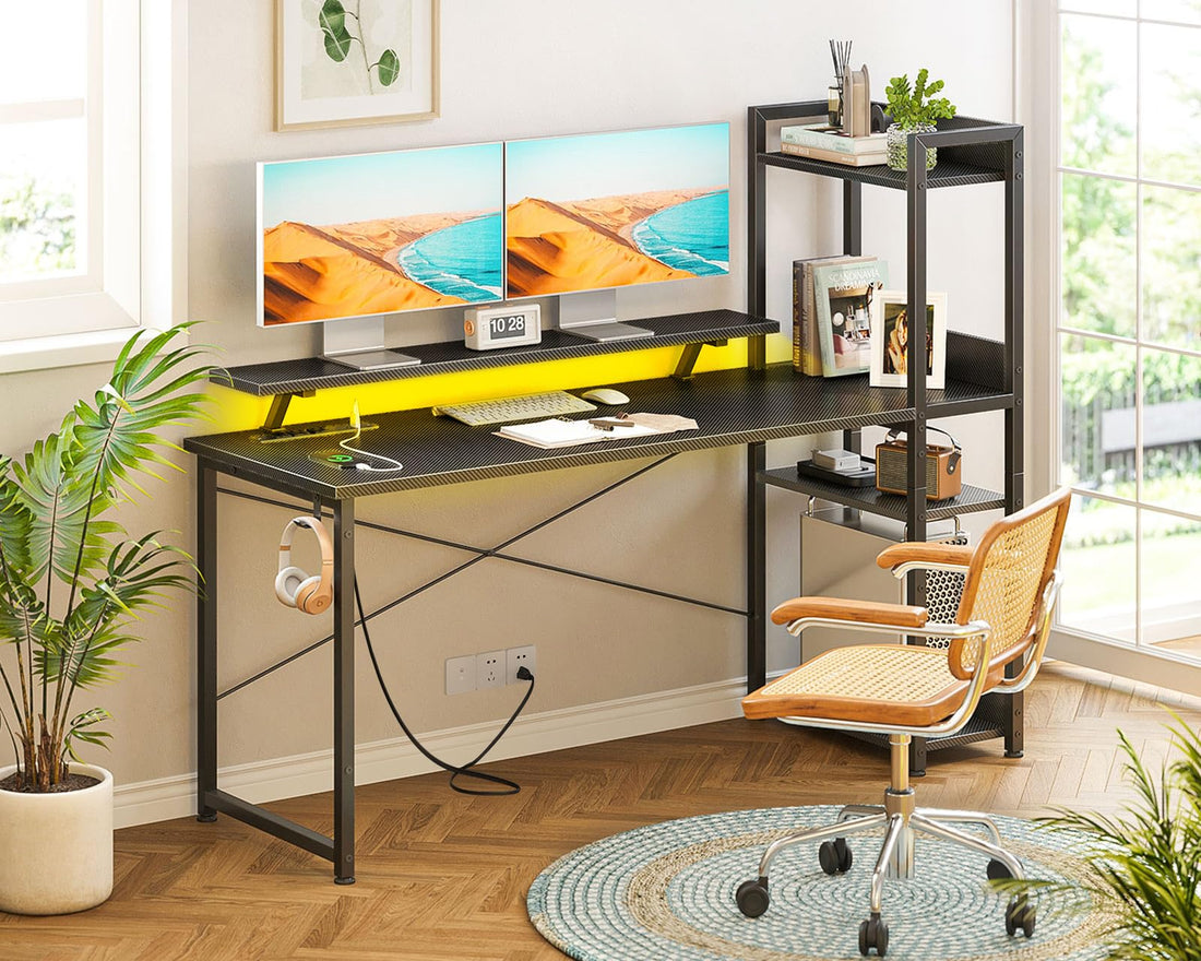 ODK 40" Reversible Gaming Desk with LED & USB Port