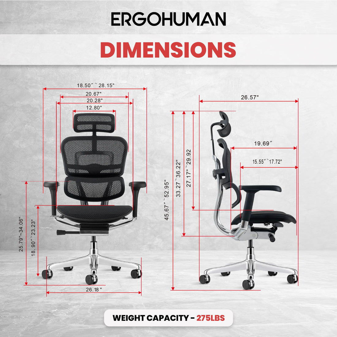 Ergohuman Eurotech Mesh Chair, Black