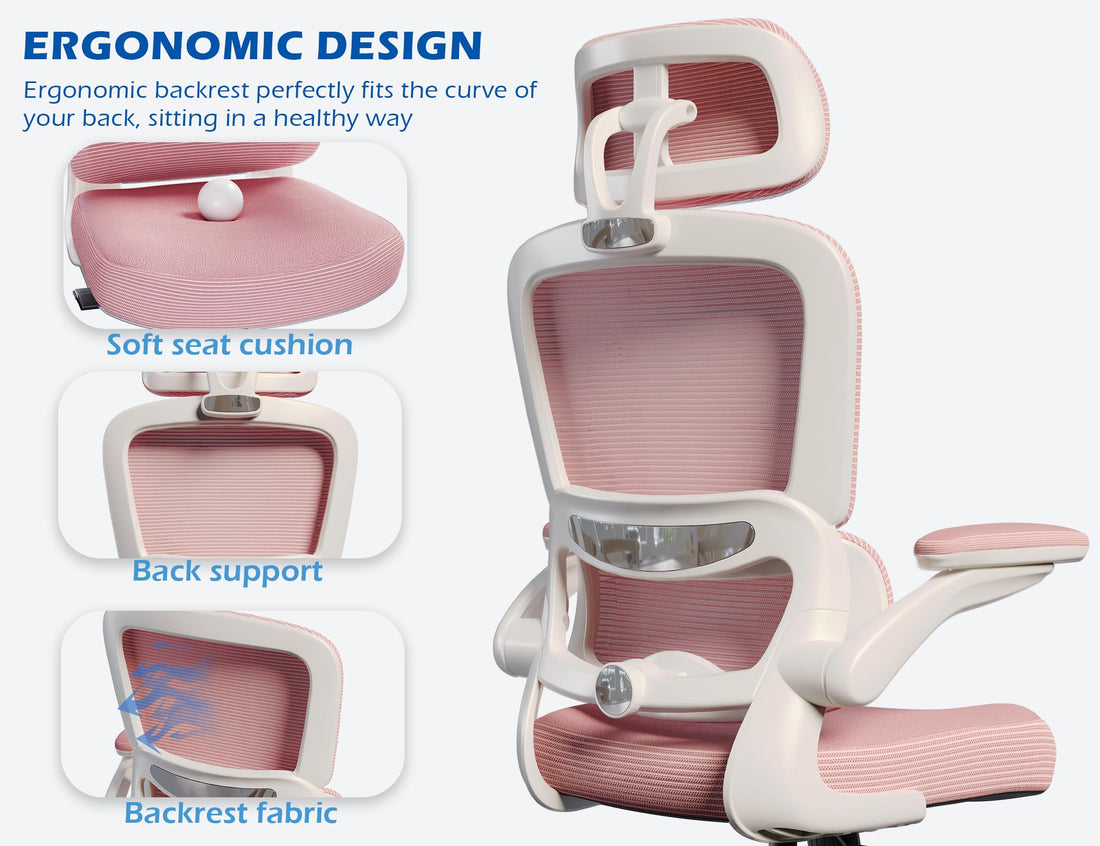 TRALT Ergonomic Office Chair, White Leather