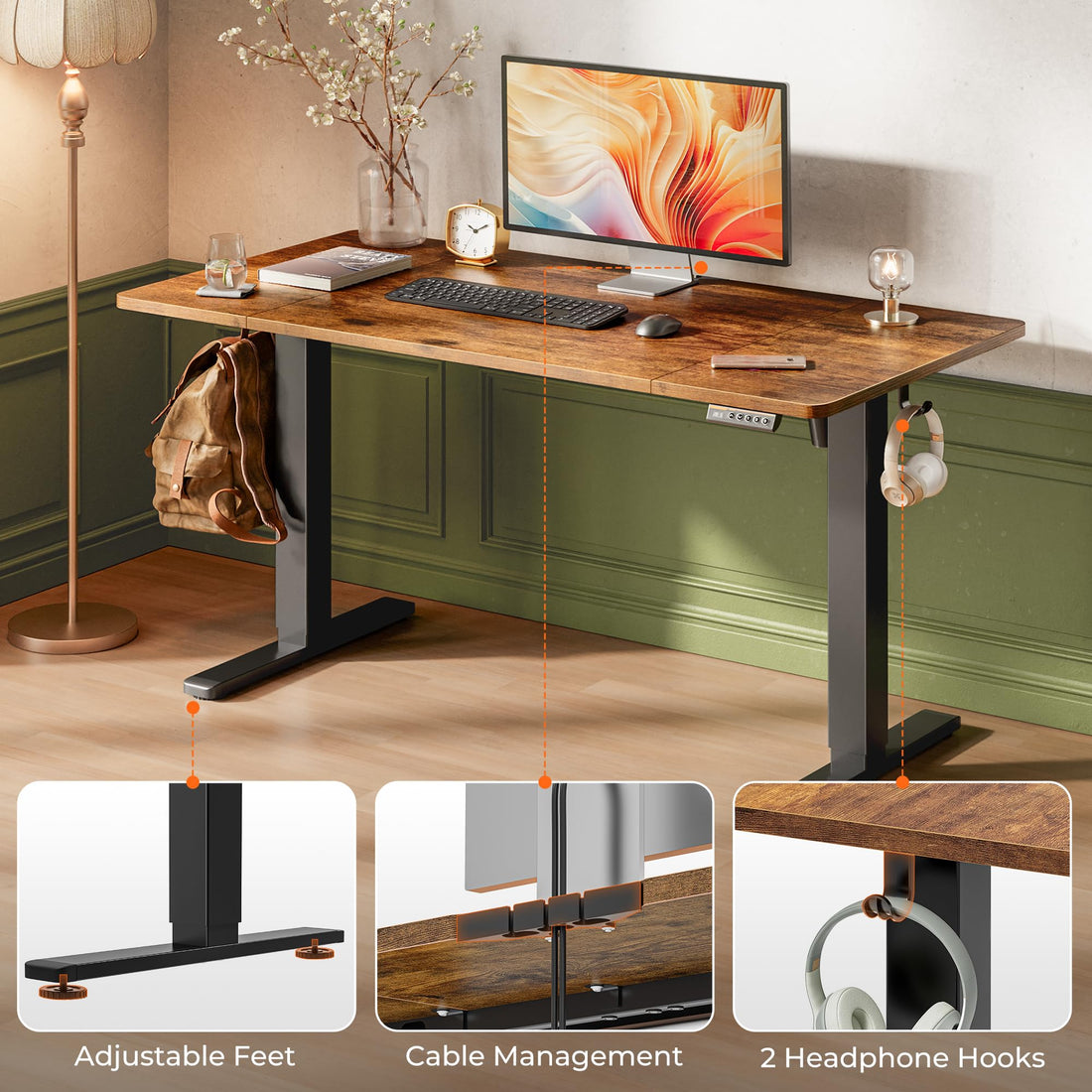 Huuger 55"x28" Large Electric Standing Desk, Black