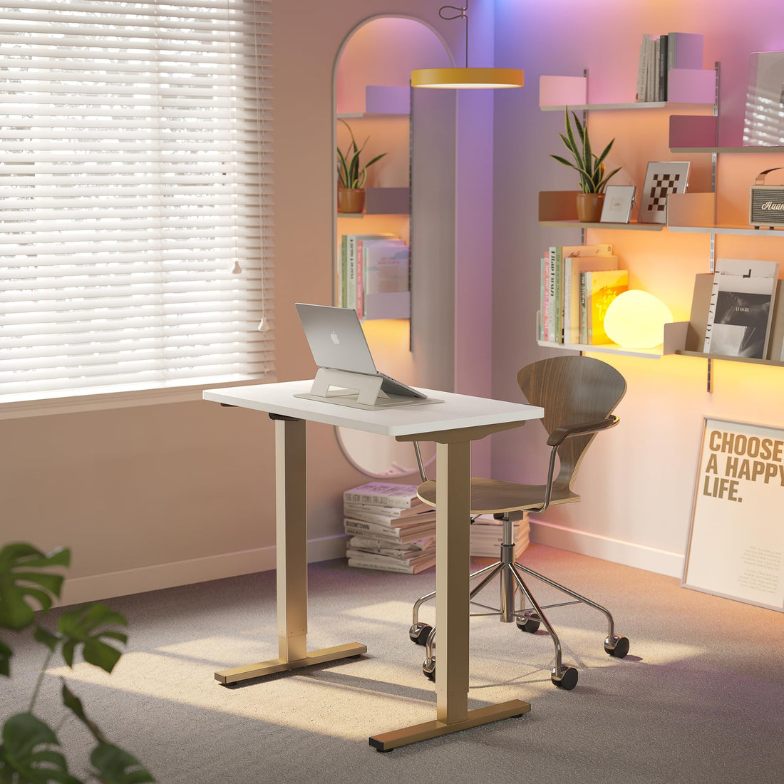 HUANUO 32" Electric Standing Desk, Light Walnut