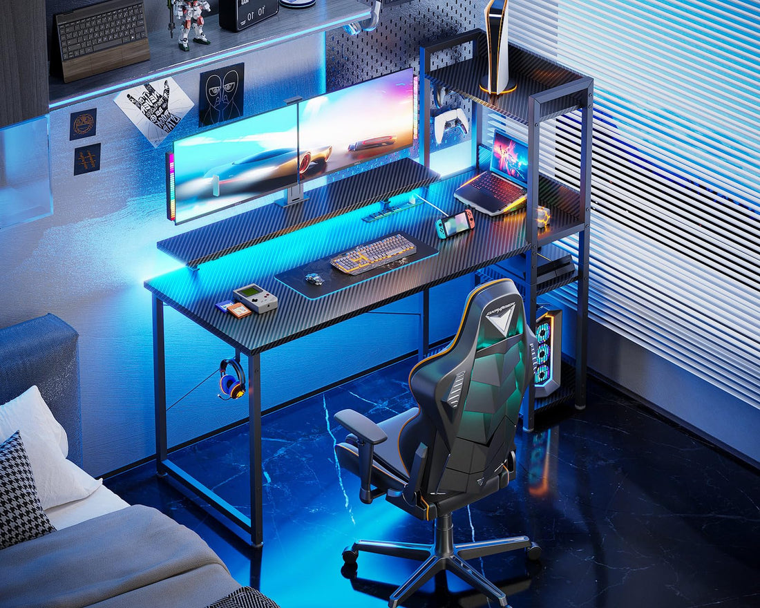 ODK 40" Reversible Gaming Desk with LED & USB Port
