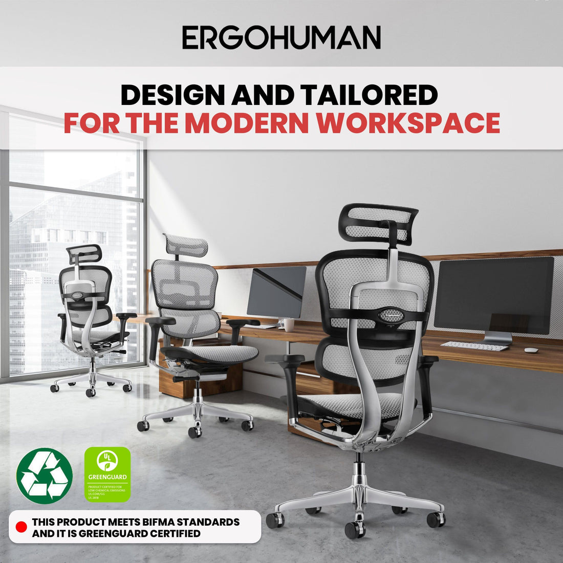 Ergohuman Eurotech Mesh Chair, Black