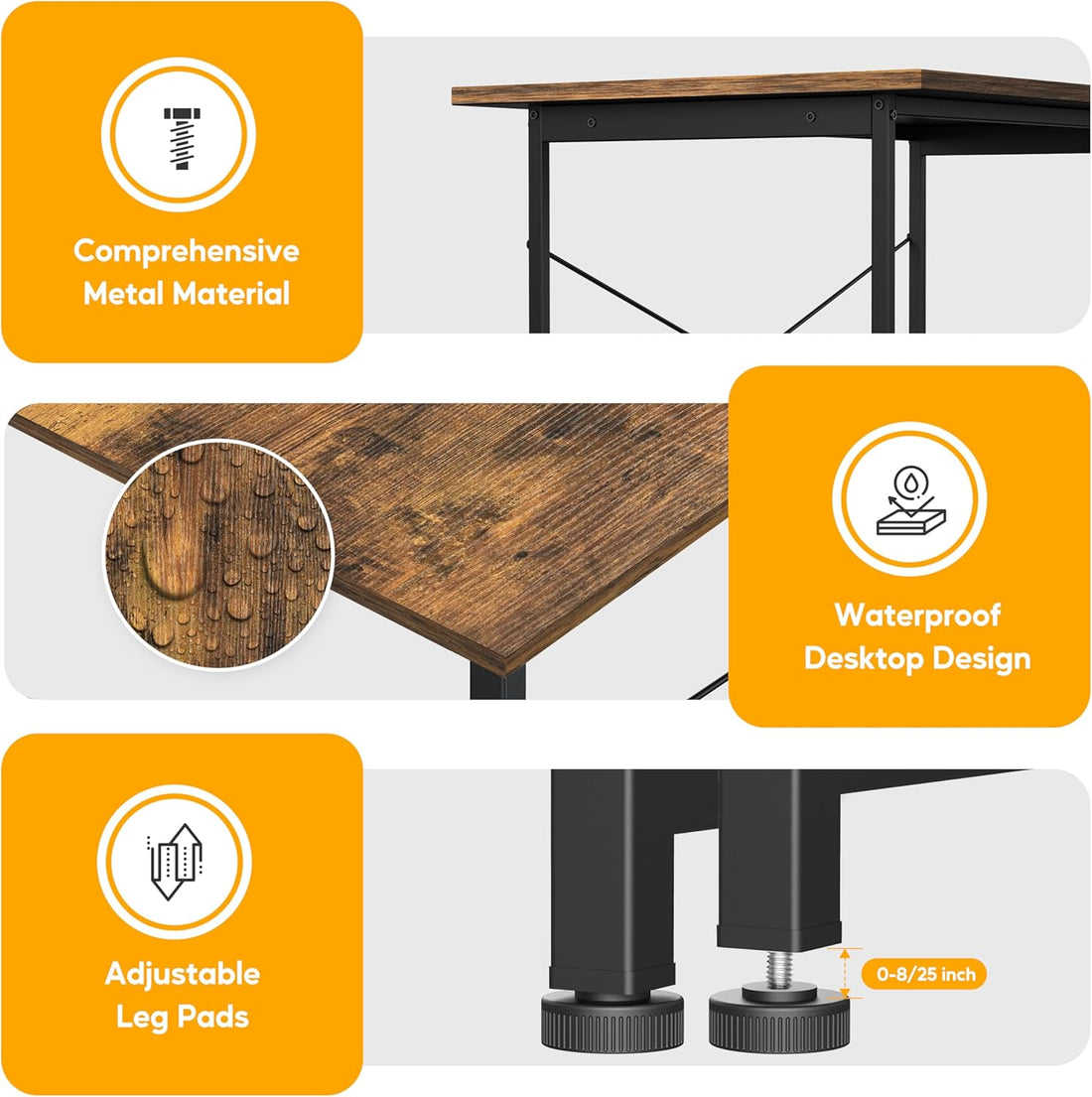 HealSmart 32" Small Wooden Computer Desk – Brown