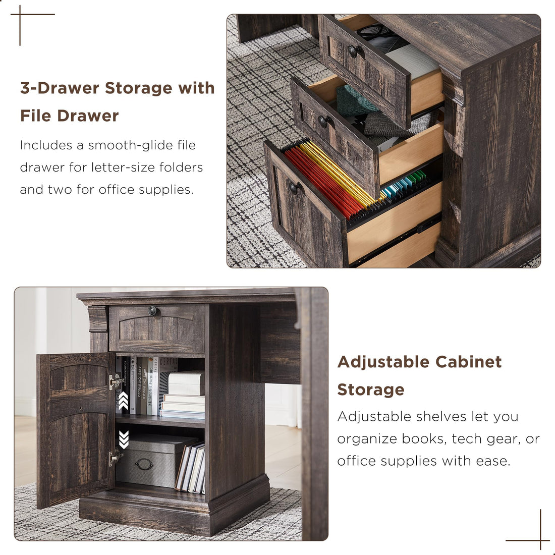 OKD 60" L-Shaped Executive Desk with Hutch & Storage