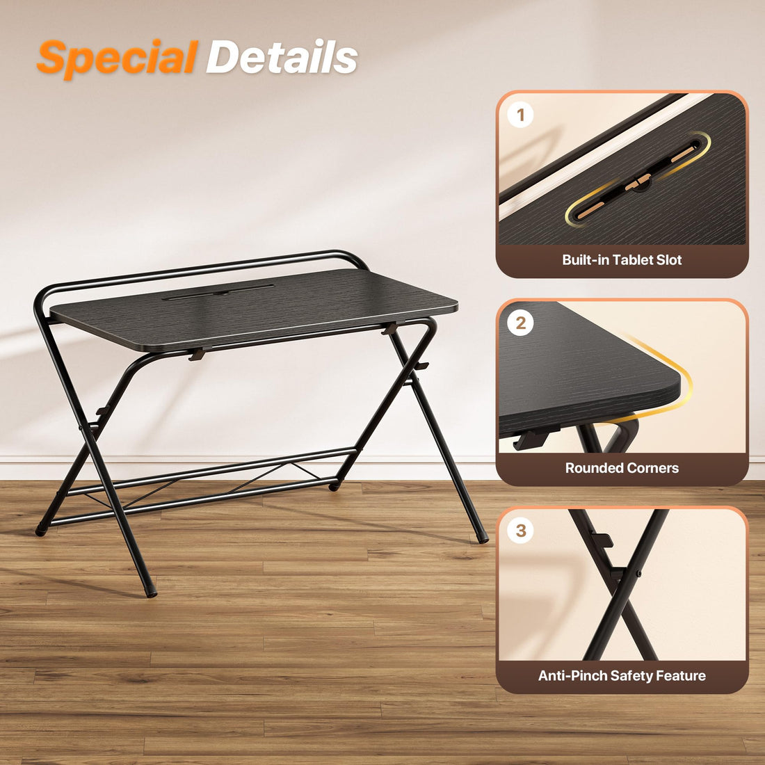 Huuger 24" Folding Desk, Rustic Brown