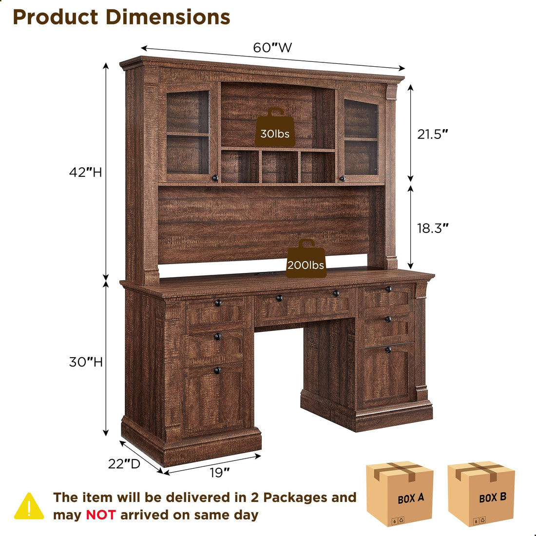 OKD 60" L-Shaped Executive Desk with Hutch & Storage