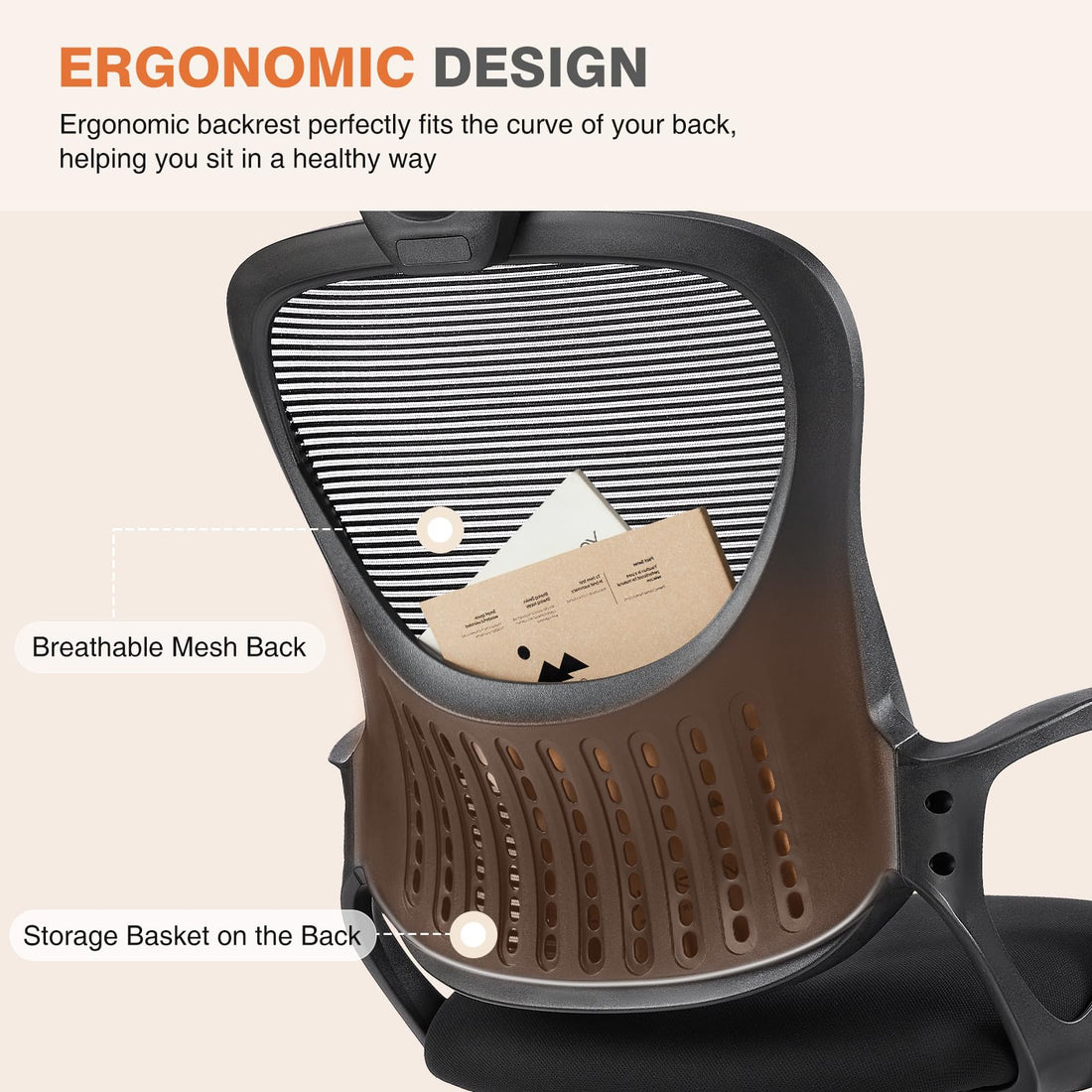 Sweetcrispy Ergonomic Mesh Office Chair, Black