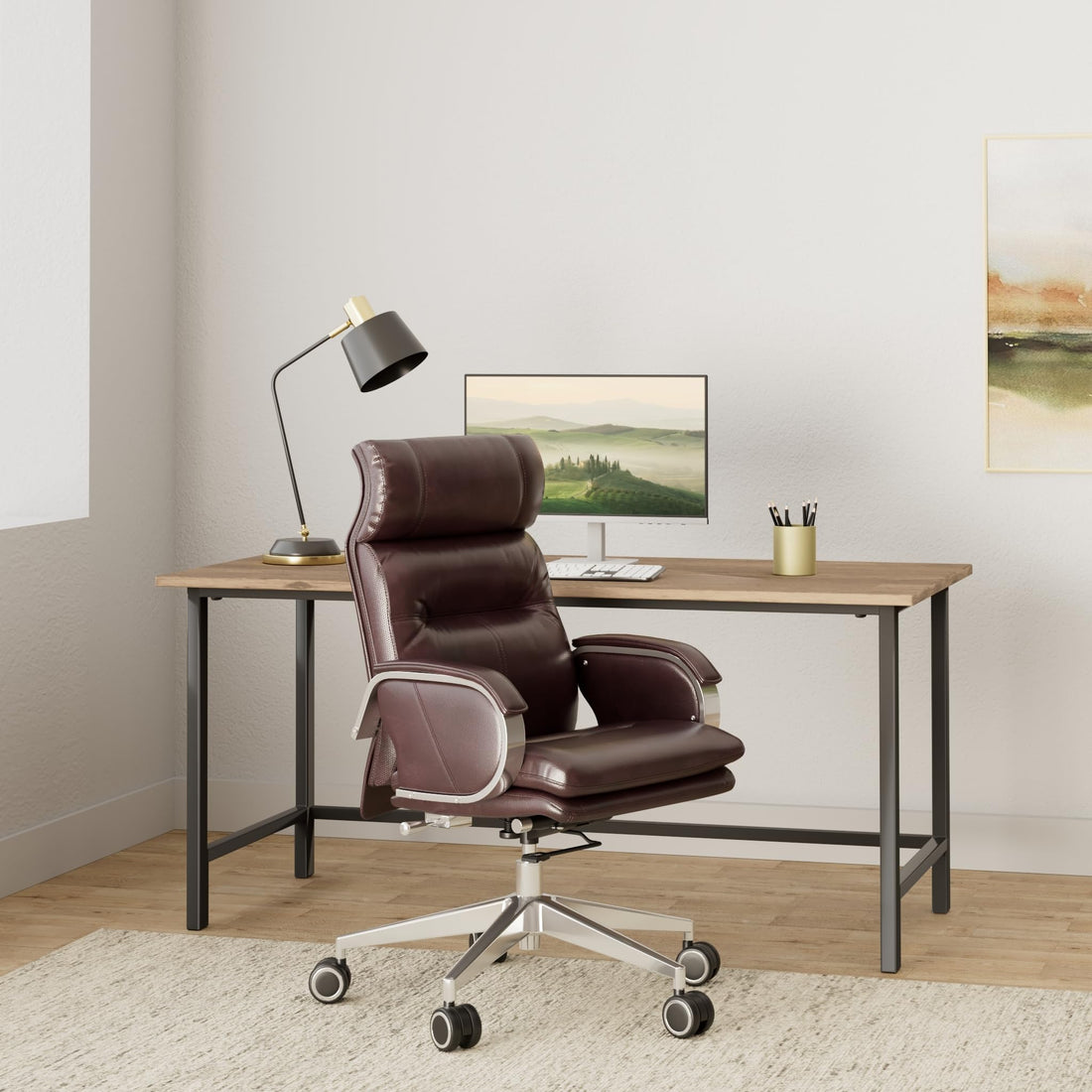 Leather High-Back Executive Chair, Brown