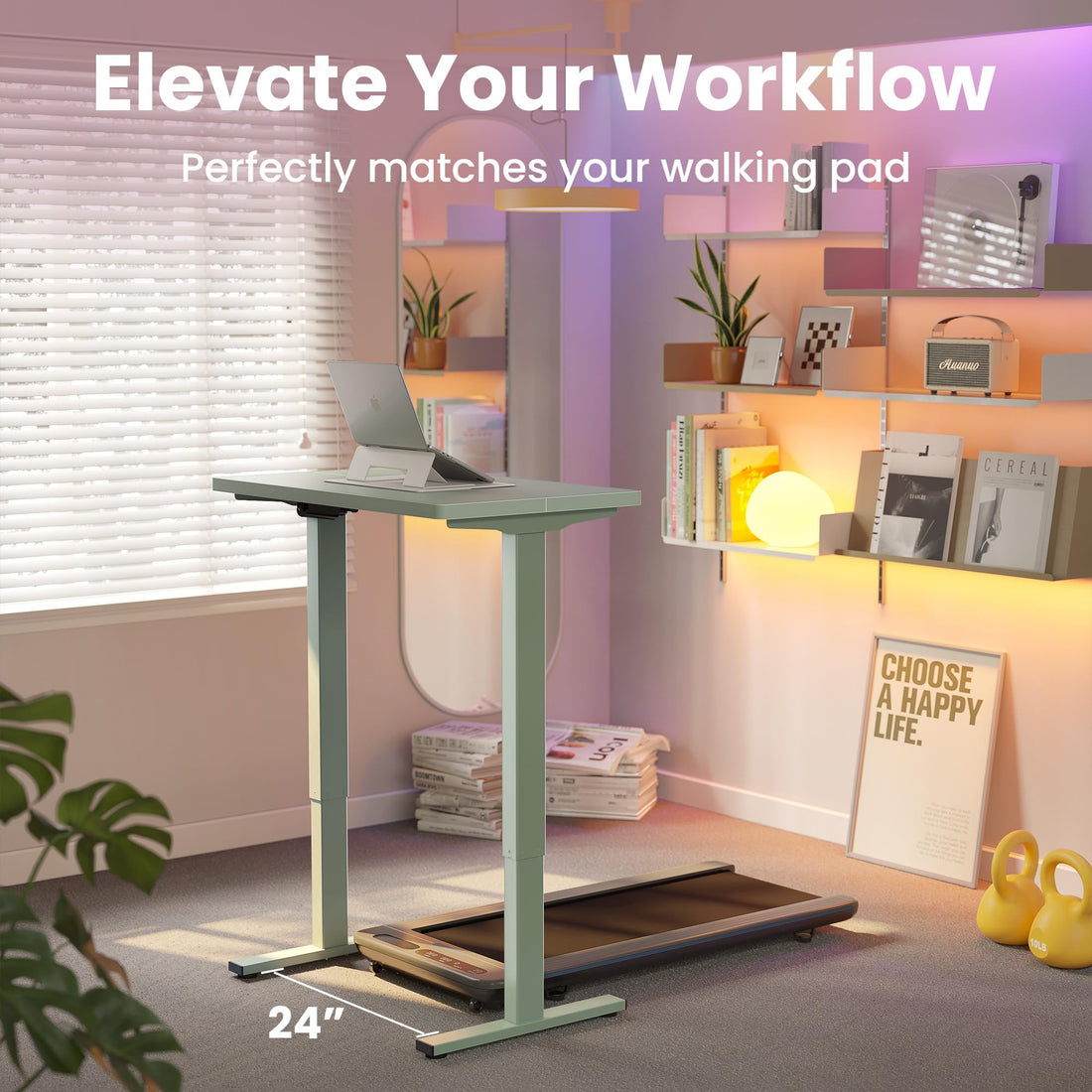 HUANUO 32" Electric Standing Desk, Light Walnut
