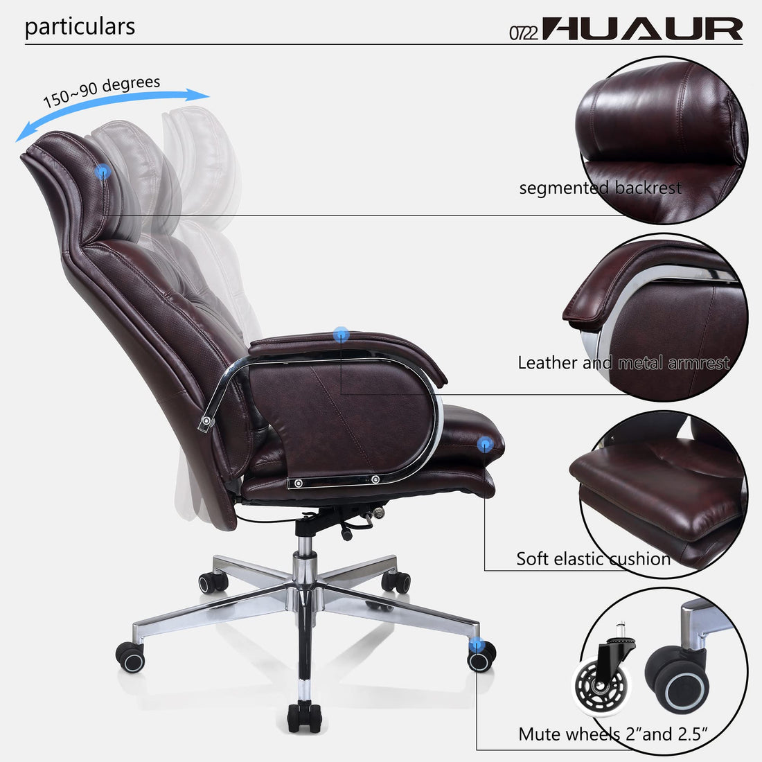 Leather High-Back Executive Chair, Brown