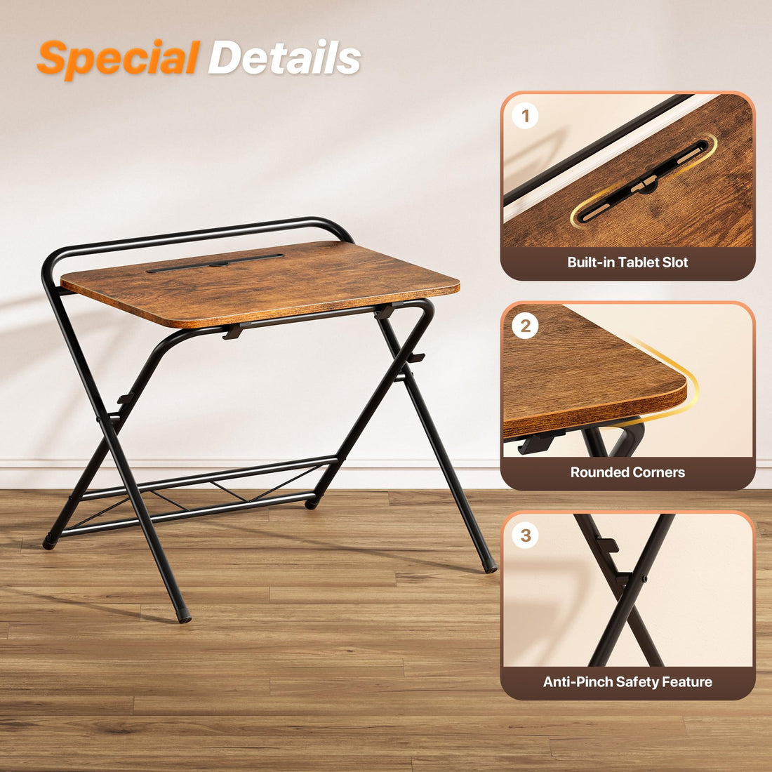 Huuger 24" Folding Desk, Rustic Brown