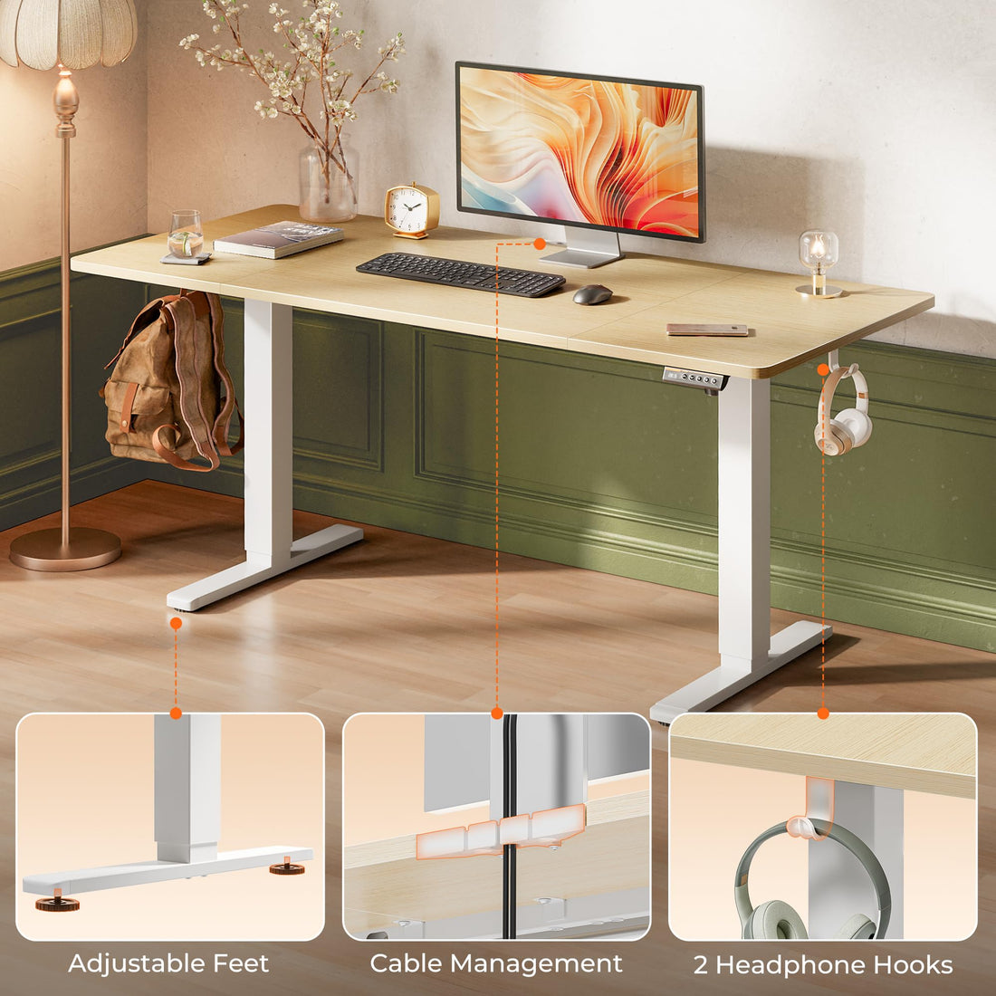 Huuger 55"x28" Large Electric Standing Desk, Black