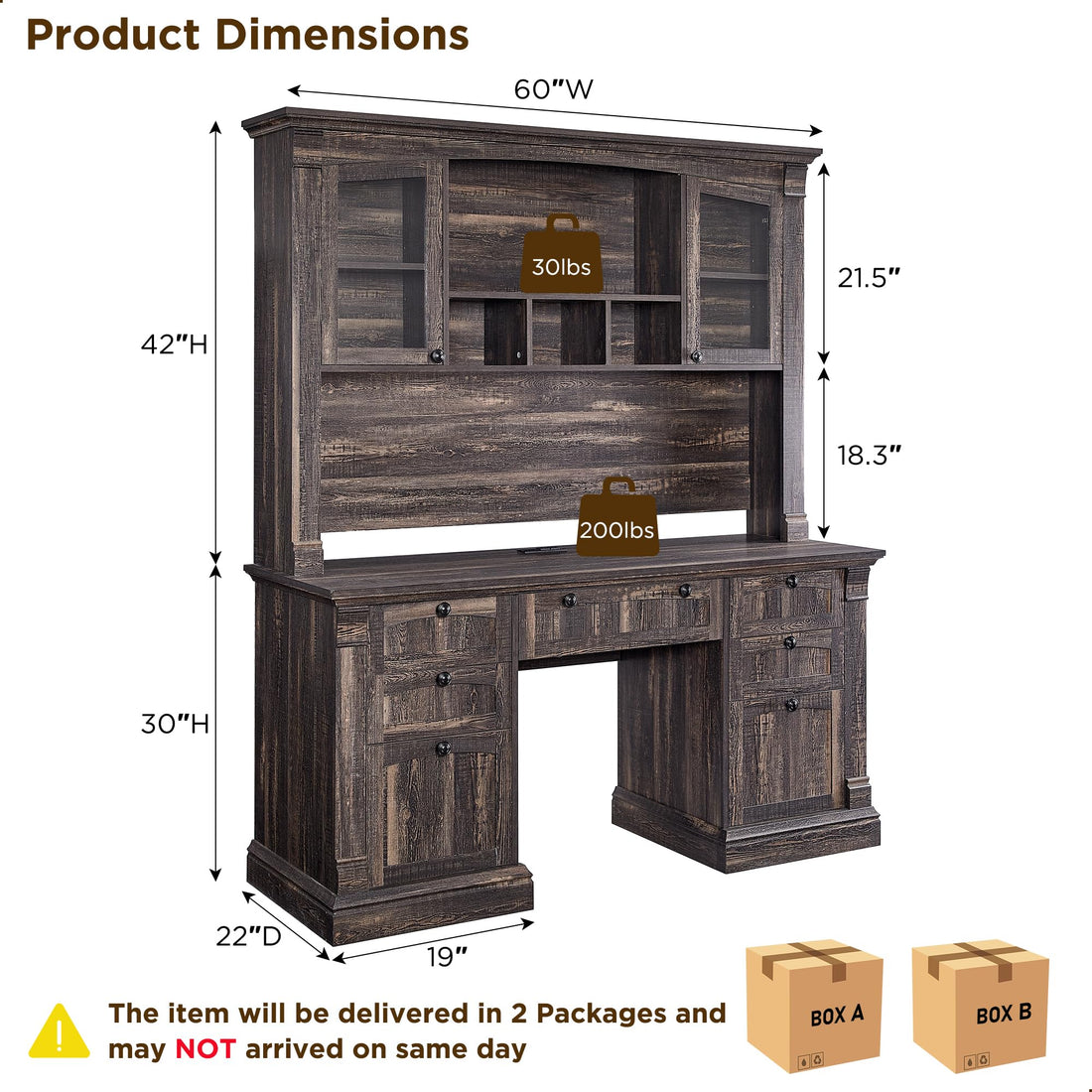 OKD 60" L-Shaped Executive Desk with Hutch & Storage