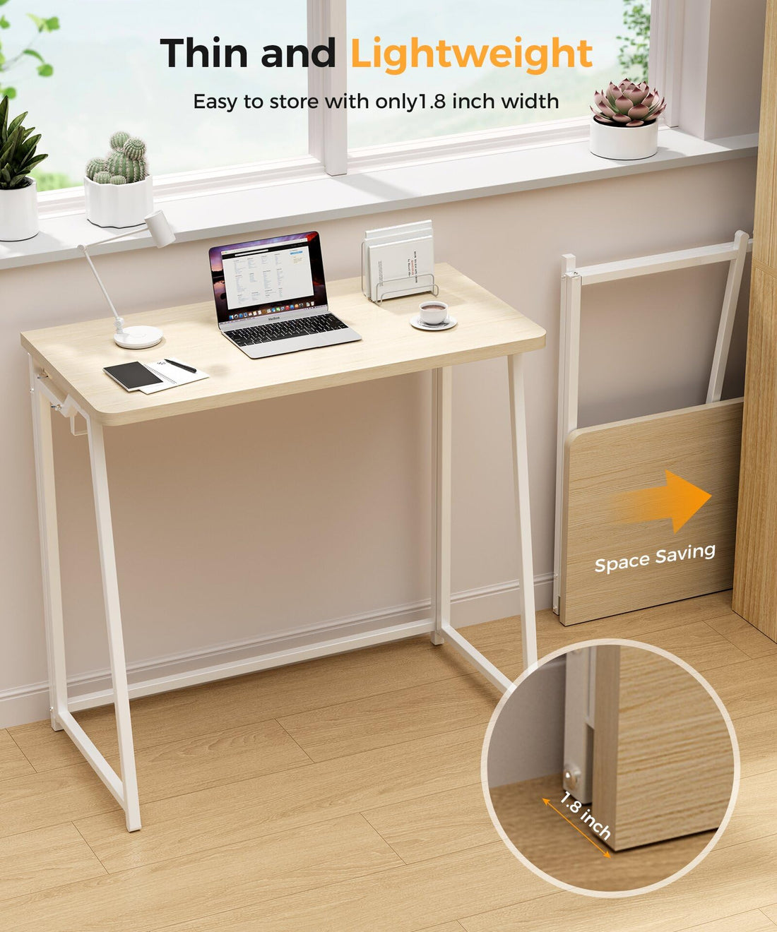 31.5" Small Folding Computer Desk, Rustic