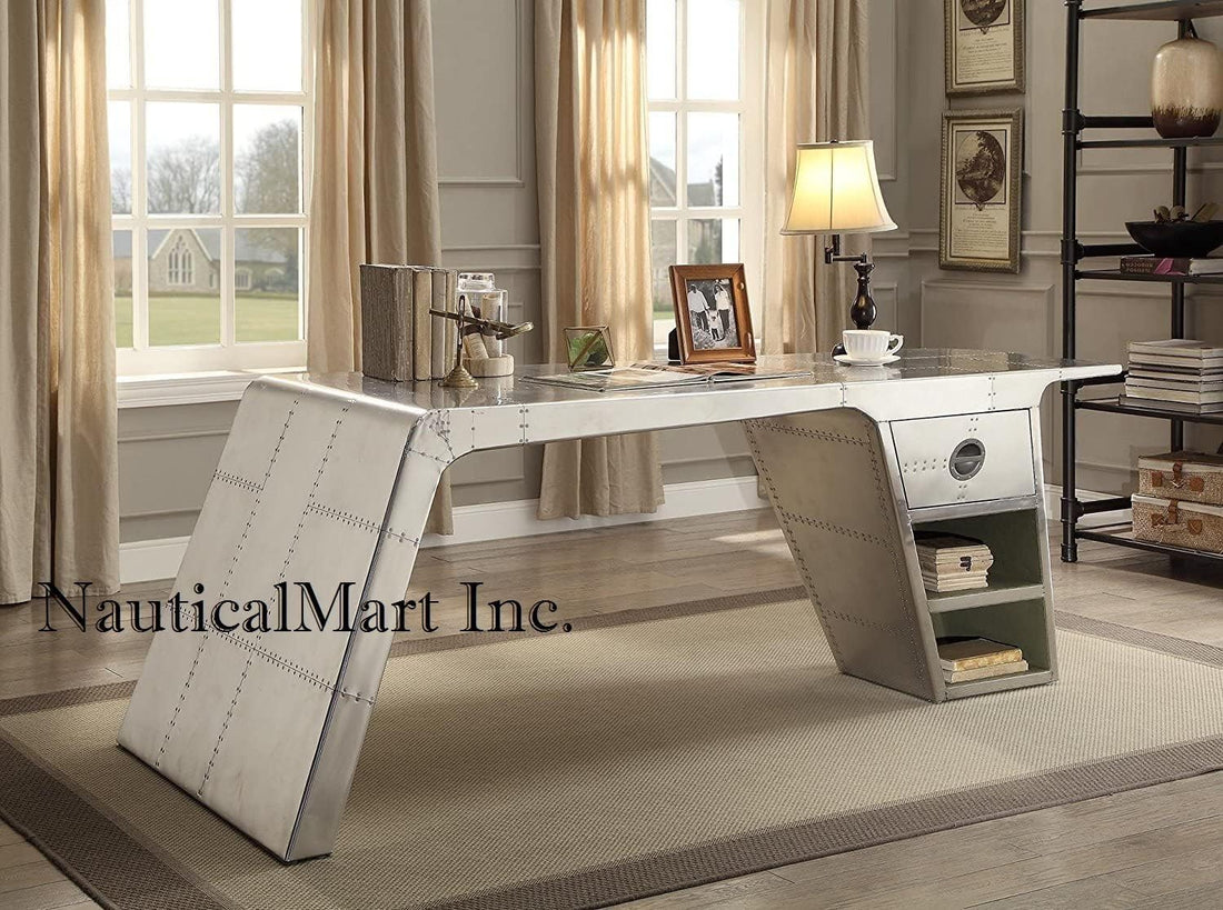 Vintage Handmade Aluminum Wing Desk