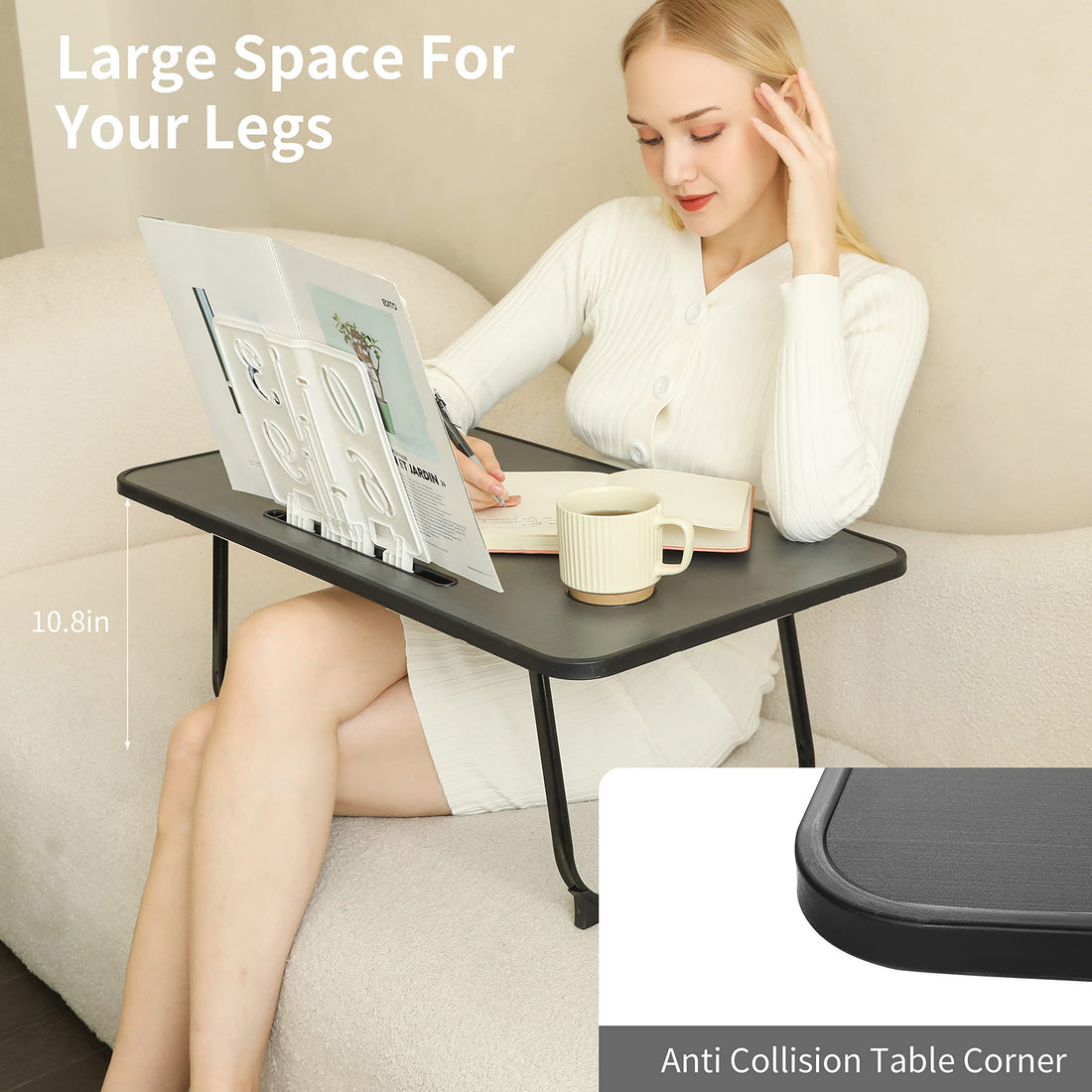 Extra Large 28"x16" Foldable Laptop Bed & Floor Table – Brown
