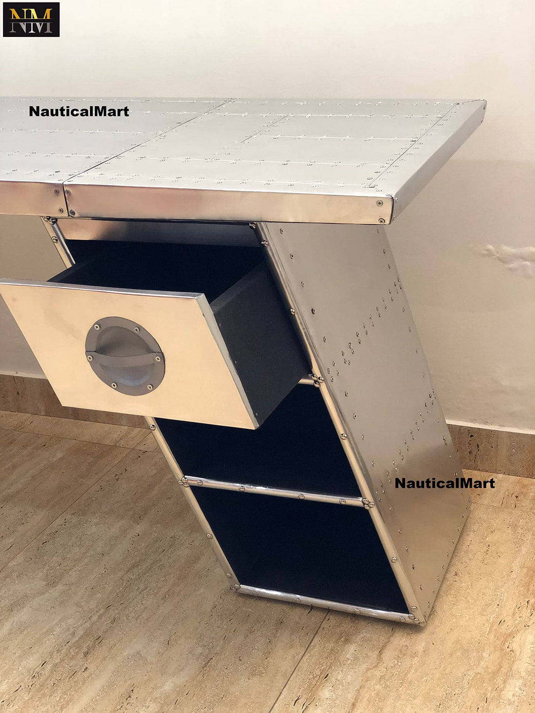 NauticalMart 60" Aviator Wing Aluminum Desk
