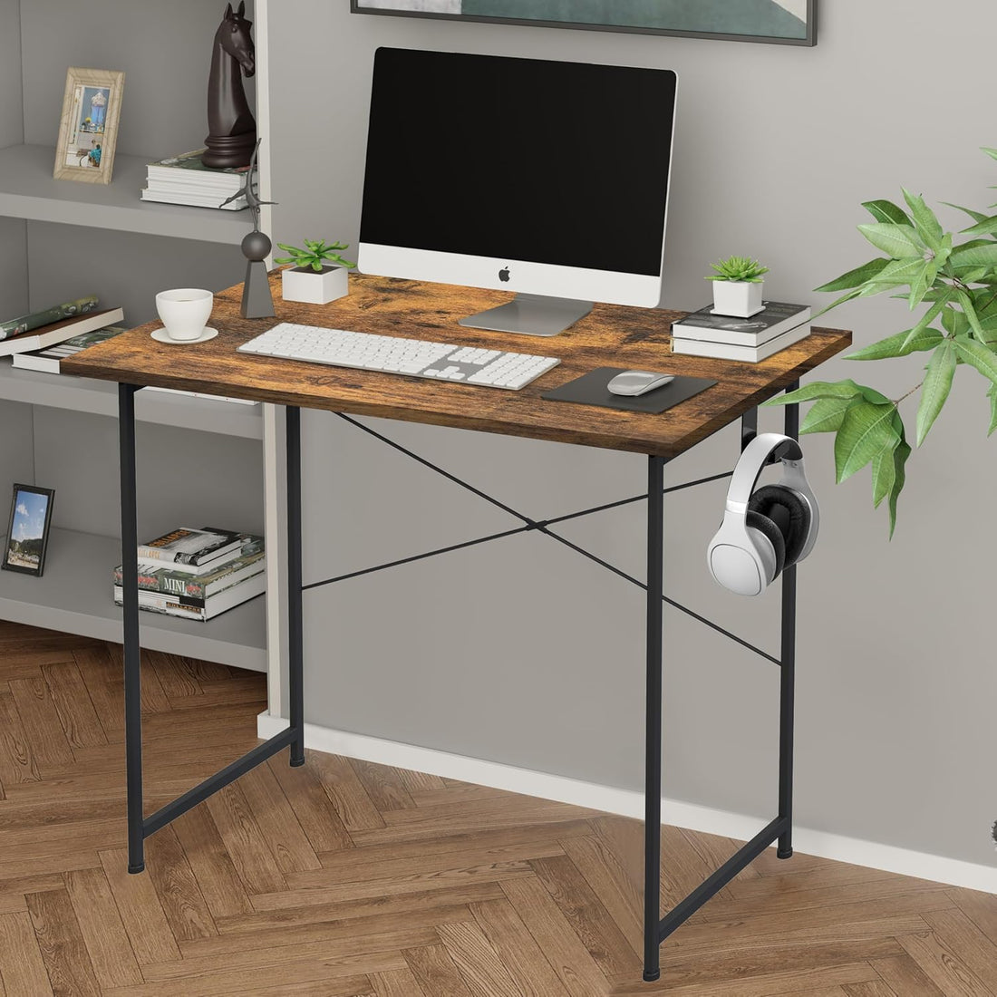 HealSmart 32" Small Wooden Computer Desk – Brown