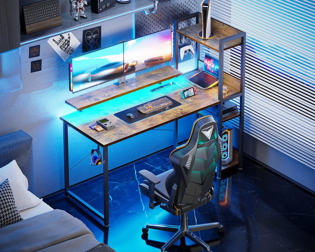 ODK 40" Reversible Gaming Desk with LED & USB Port