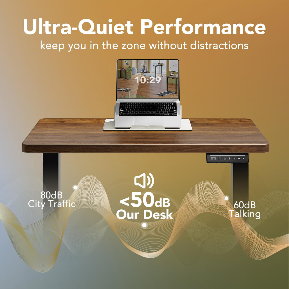 HUANUO 32" Electric Standing Desk, Light Walnut