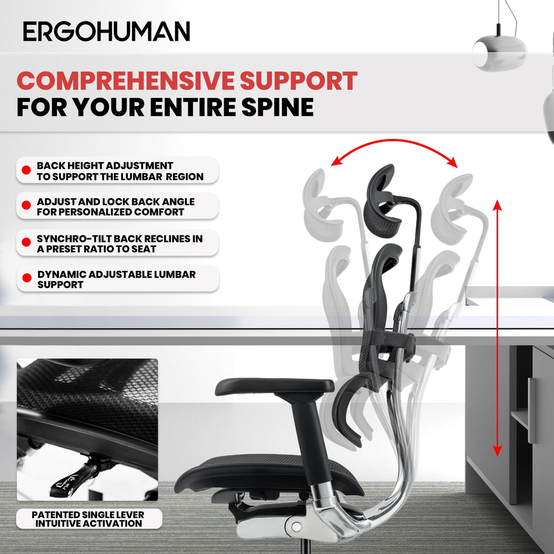 Ergohuman Eurotech Mesh Chair, Black