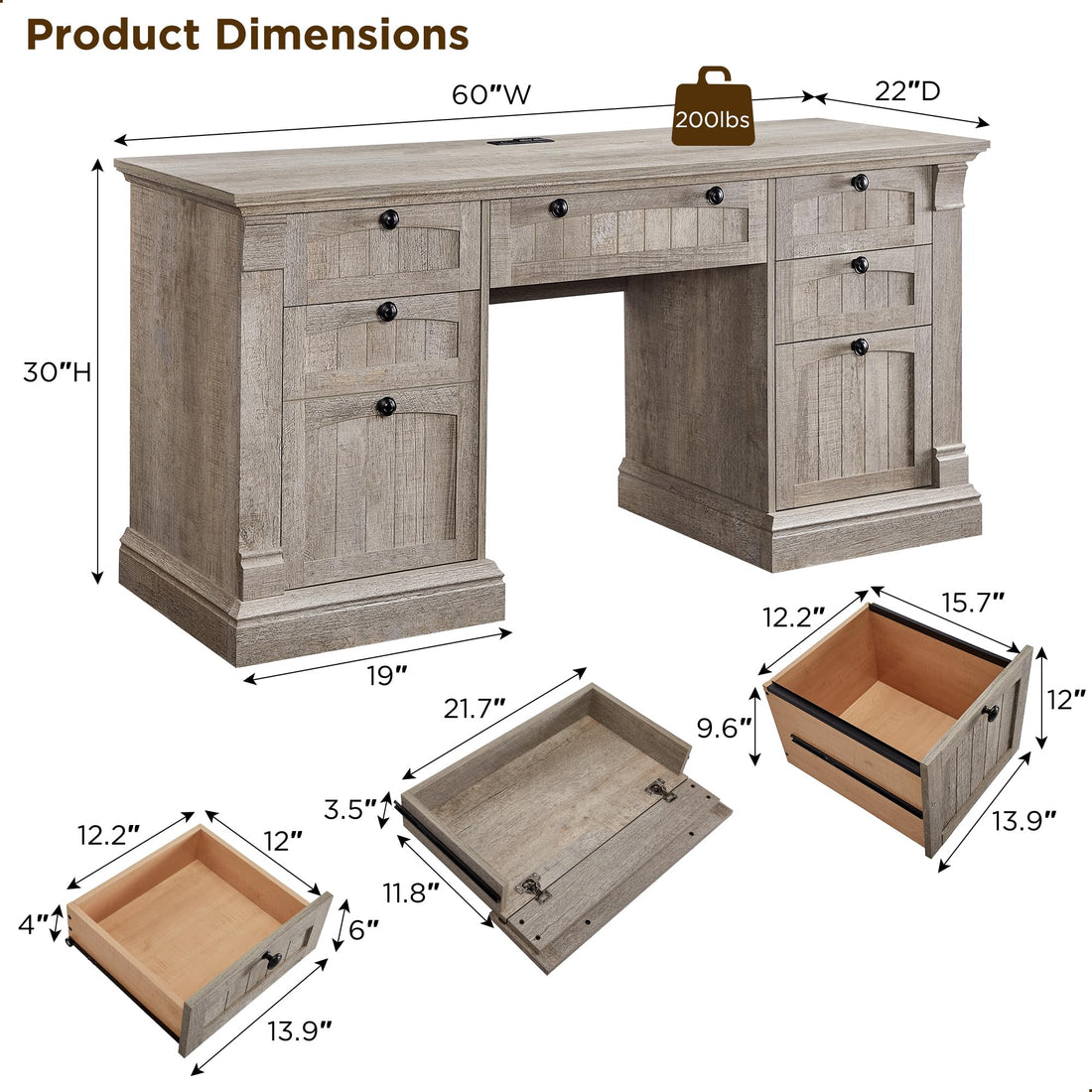 OKD 60" L-Shaped Executive Desk with Hutch & Storage