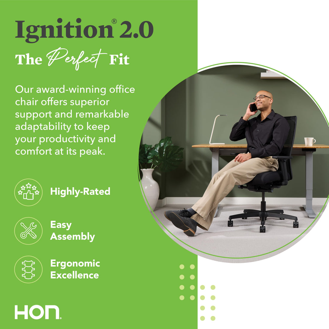 HON Ignition 2.0 Office Chair, Black