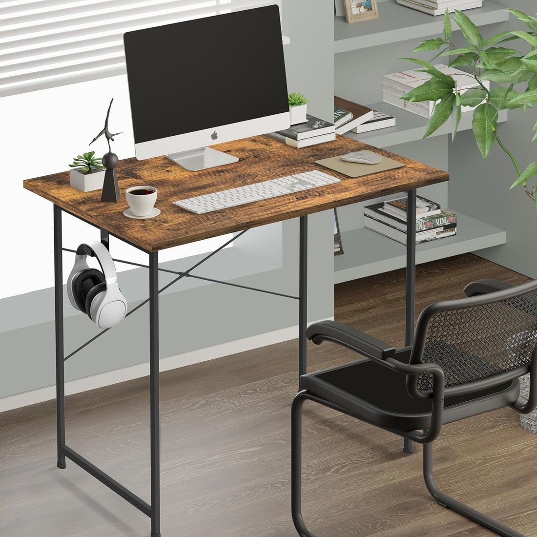 HealSmart 32" Small Wooden Computer Desk – Brown