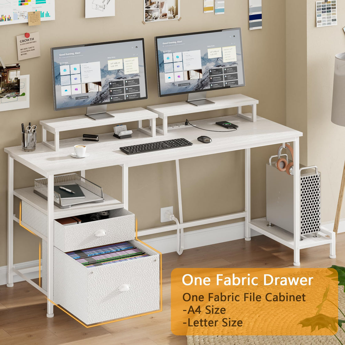 Furologee 47" Desk with Storage, Rustic Brown